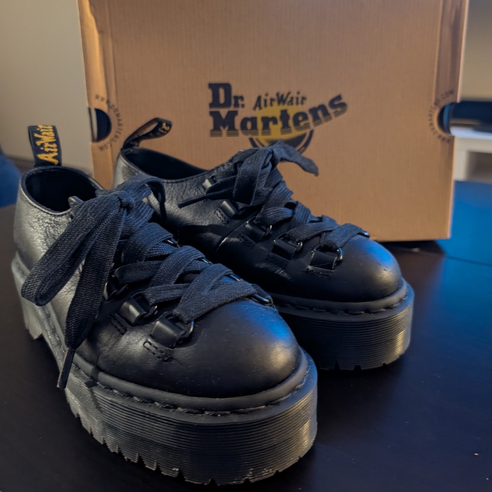 Dr. Martens Black Leather Platform Shoes